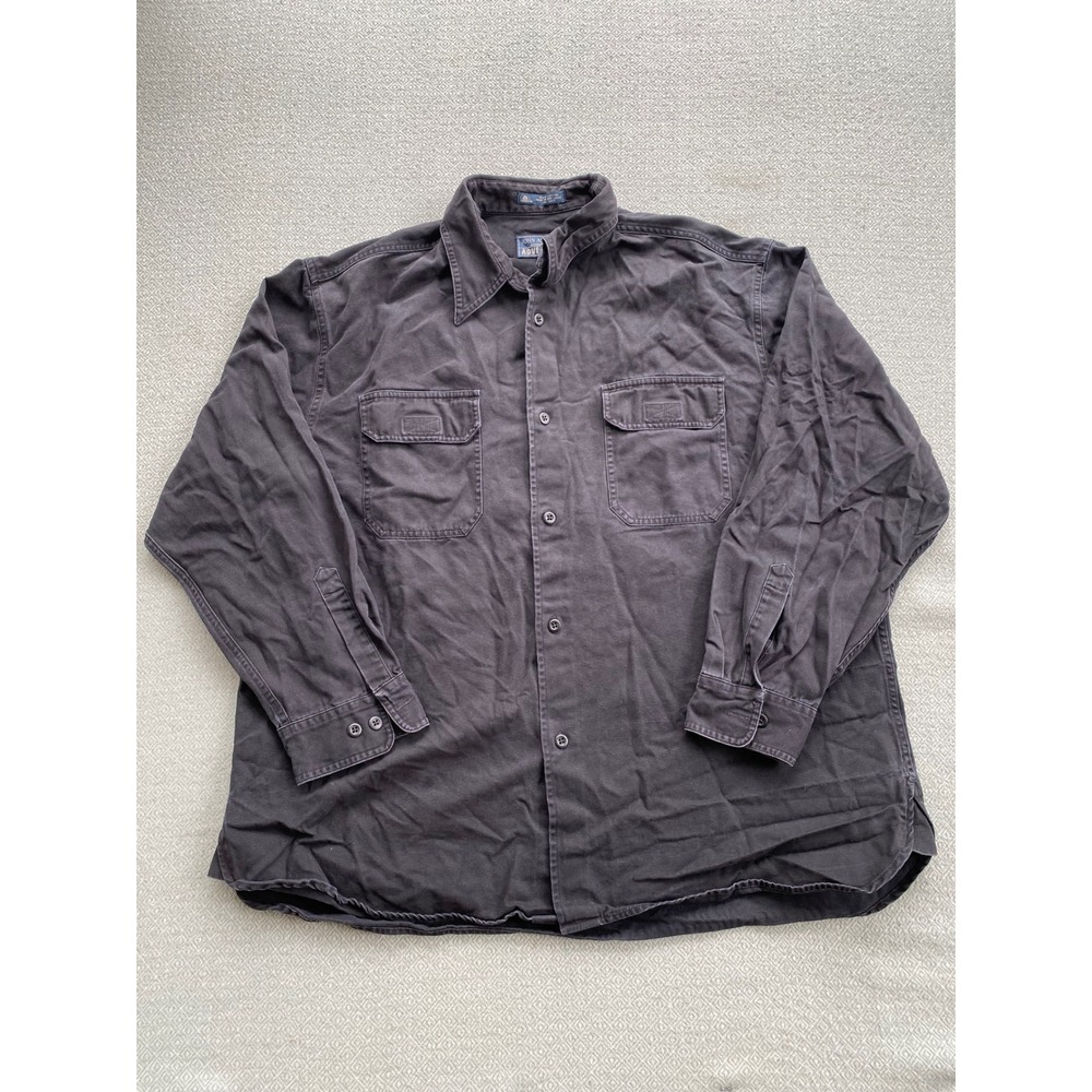 John Ashford Button Down Mens XL‎ Black Adventure Canvas Workwear Utility Shirt